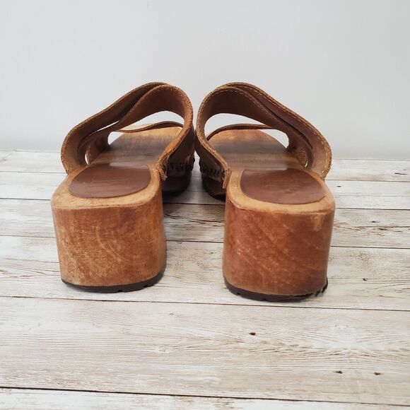 Bongo Vintage 90s y2k Wood‎ Platform Stud Clog Slip On Slide Sandal Boho Size 6 - Picture 10 of 11